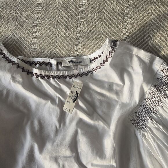 Madewell Embroidered Poplin Balloon-Sleeve Top Women White Cotton Small - Picture 6 of 11